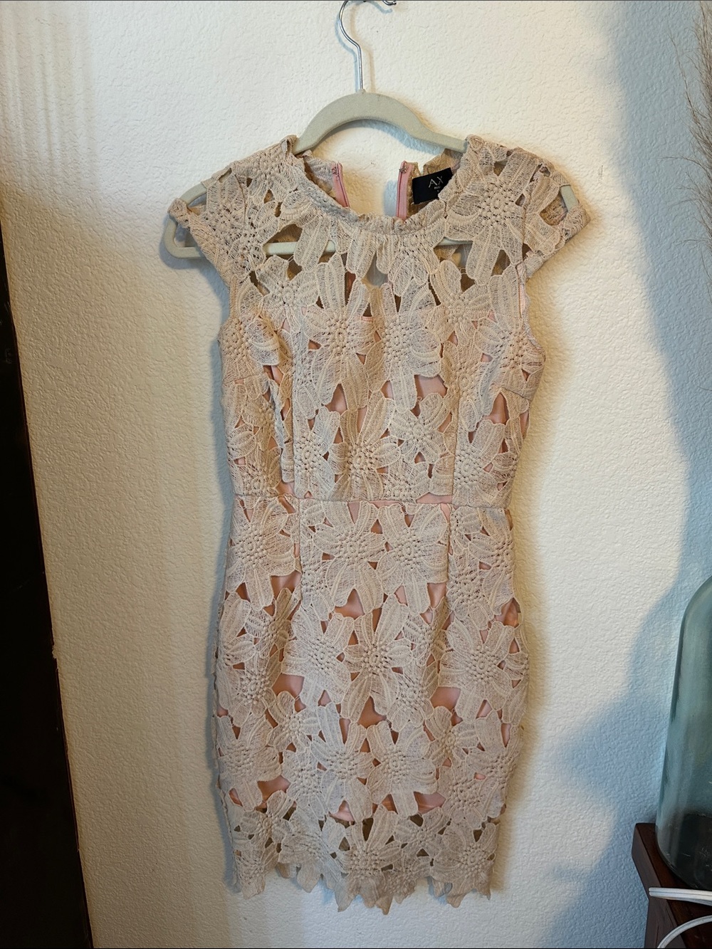 AX Paris Beige Crochet Lace Mini Dress